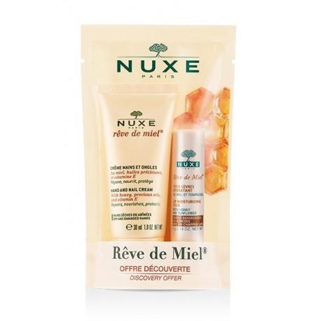 Nuxe Rêve de Miel Crème Mains et Ongles 30 ml + Stick Lèvres Hydratant 4 g