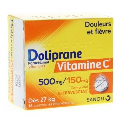 Doliprane Vitamine C Efferevescent 500 Mg Paracétamol / 150 Mg Vitamine C 16 Comprimés